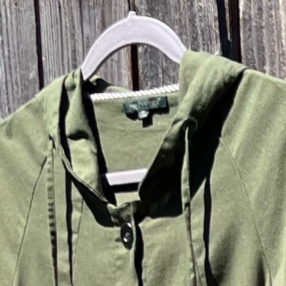 For Cynthia green linen blend hooded flare jacket size medium - Picture 7 of 16